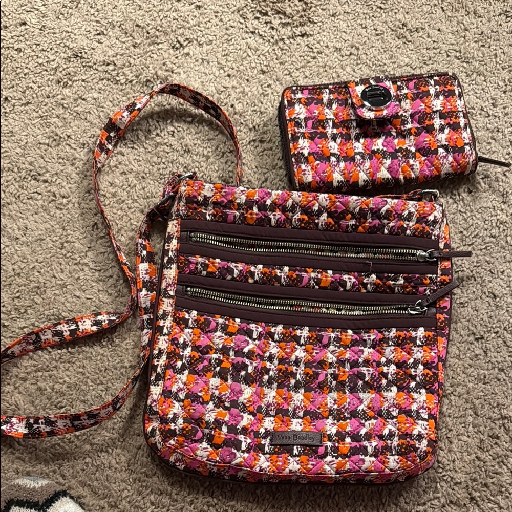 Vera Bradley Women's Multicolor Crossbody Bag and Wallet Set